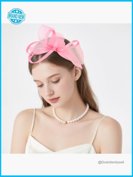 Elegant Derby Fascinator Headpiece with Veil & Ribbon Tea Party Wedding Formal main image 5